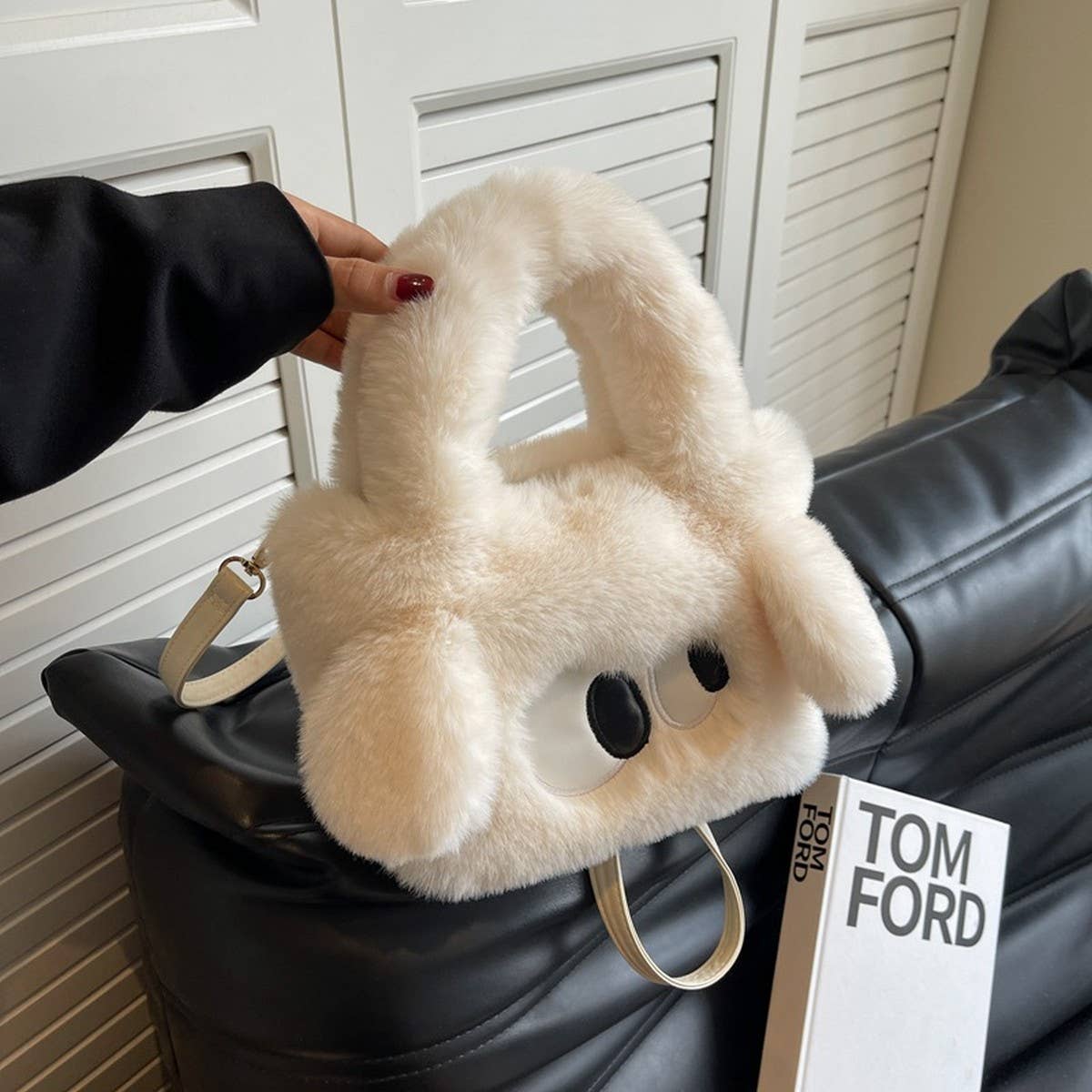 Winter Cute Cartoon Small Square Handbag Plush Bag_Cwab3985