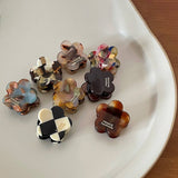 INK BROWN FLORAL MINI HAIR CLAW RETRO BANG CLIP_CWAHA3951