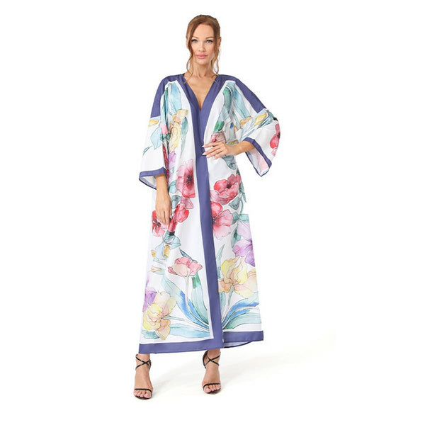 BOHO PRINT KIMONO BEACH COVER UP CARDIGAN_CWMM6309