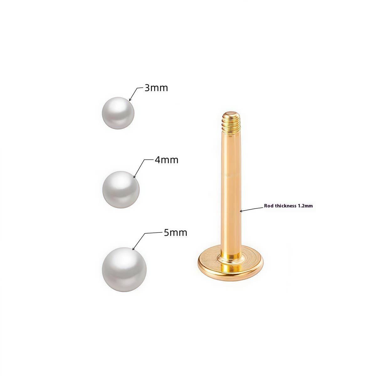 STAINLESS STEEL PEARL LIP BAR PIERCING JEWELRY_CWMM9588