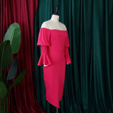 Trumpet Sleeve Hip-Hugging Tight Fashion Dress_Cwdsd6139