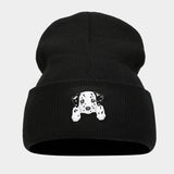 CUTE PUPPY HEAD KNITTED HAT WITH CURLED BRIM_CWAH2068