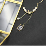 Versatile Retro Butterfly Pearl Necklace For Women