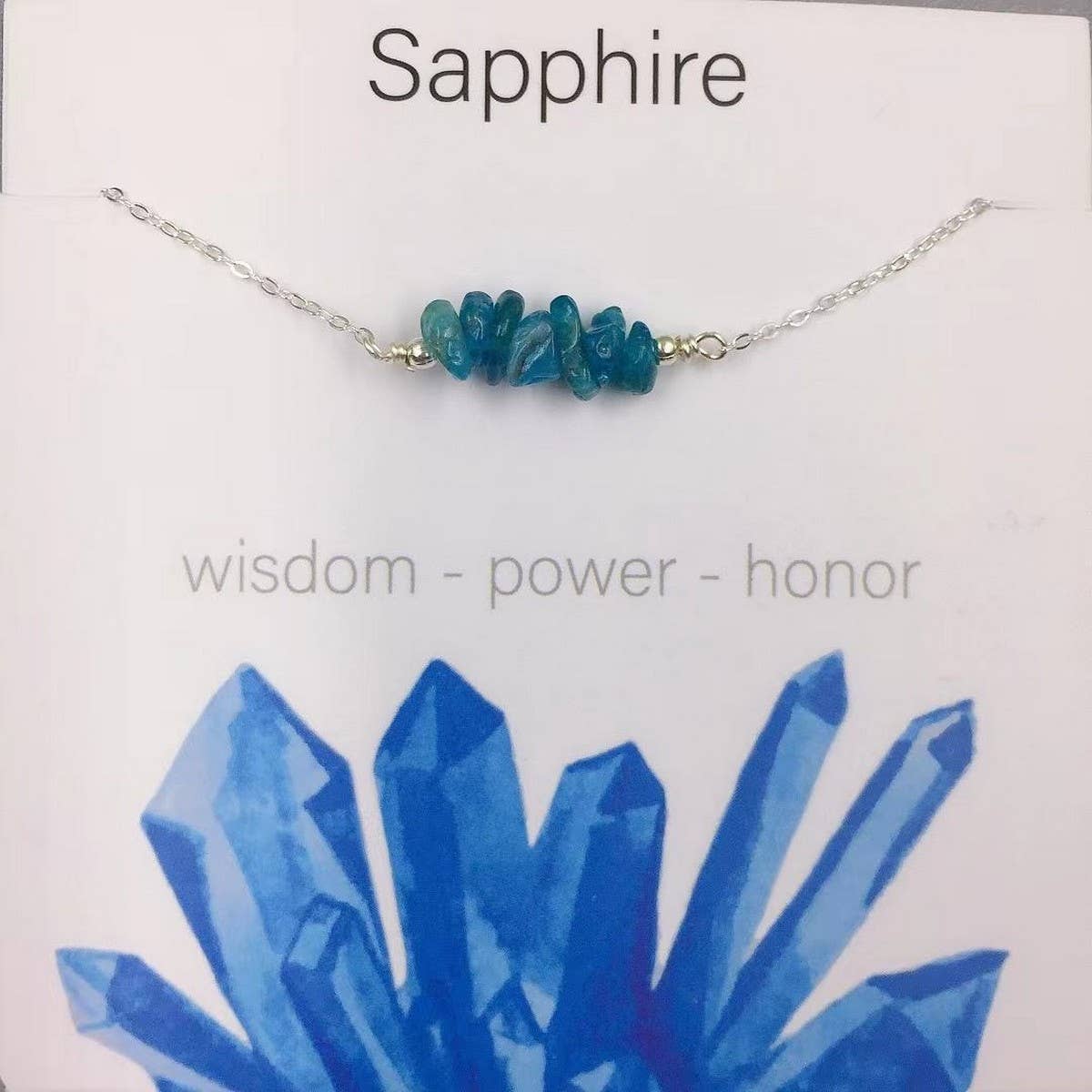 SILVER CHAIN NATURAL STONE NECKLACE WITH CARD_CWAJE1057