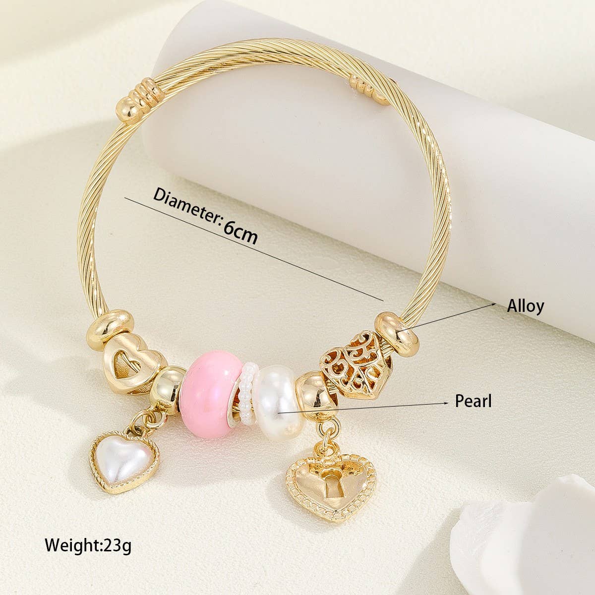 ELEGANT COUPLE BRACELET WITH GLASS HEART PENDANT_CWMM8588