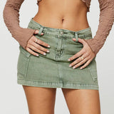 Washed Denim Mini Skirt With Elegant Temperament