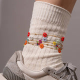 COLORFUL STAINLESS STEEL FLOWER ANKLET_CWAJE4610