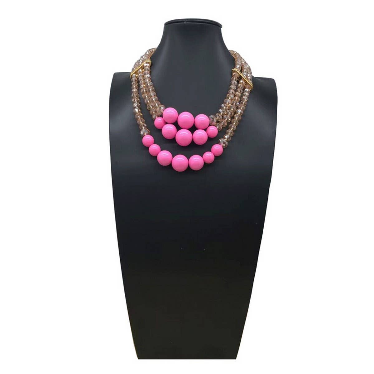 CRYSTAL ACRYLIC COLORFUL BEADS MULTI LAYER NECKLACE_CWMM4908