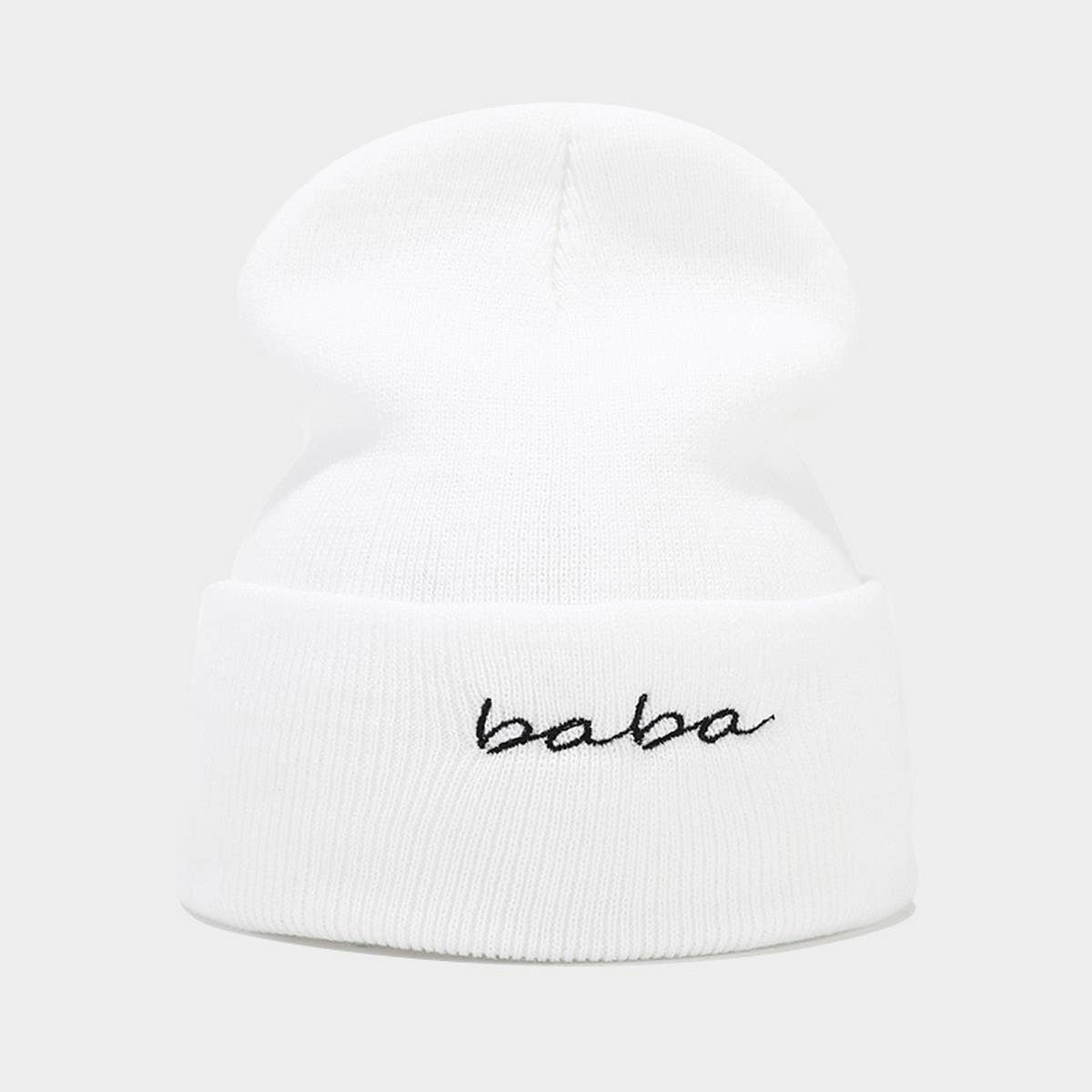 MOM DAD COUPLE KNITTED HAT WITH LETTER EMBROIDERY_CWAH2071