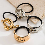MINIMALIST METAL SHINY GEOMETRIC KNOT HAIR TIE_CWAHA6184