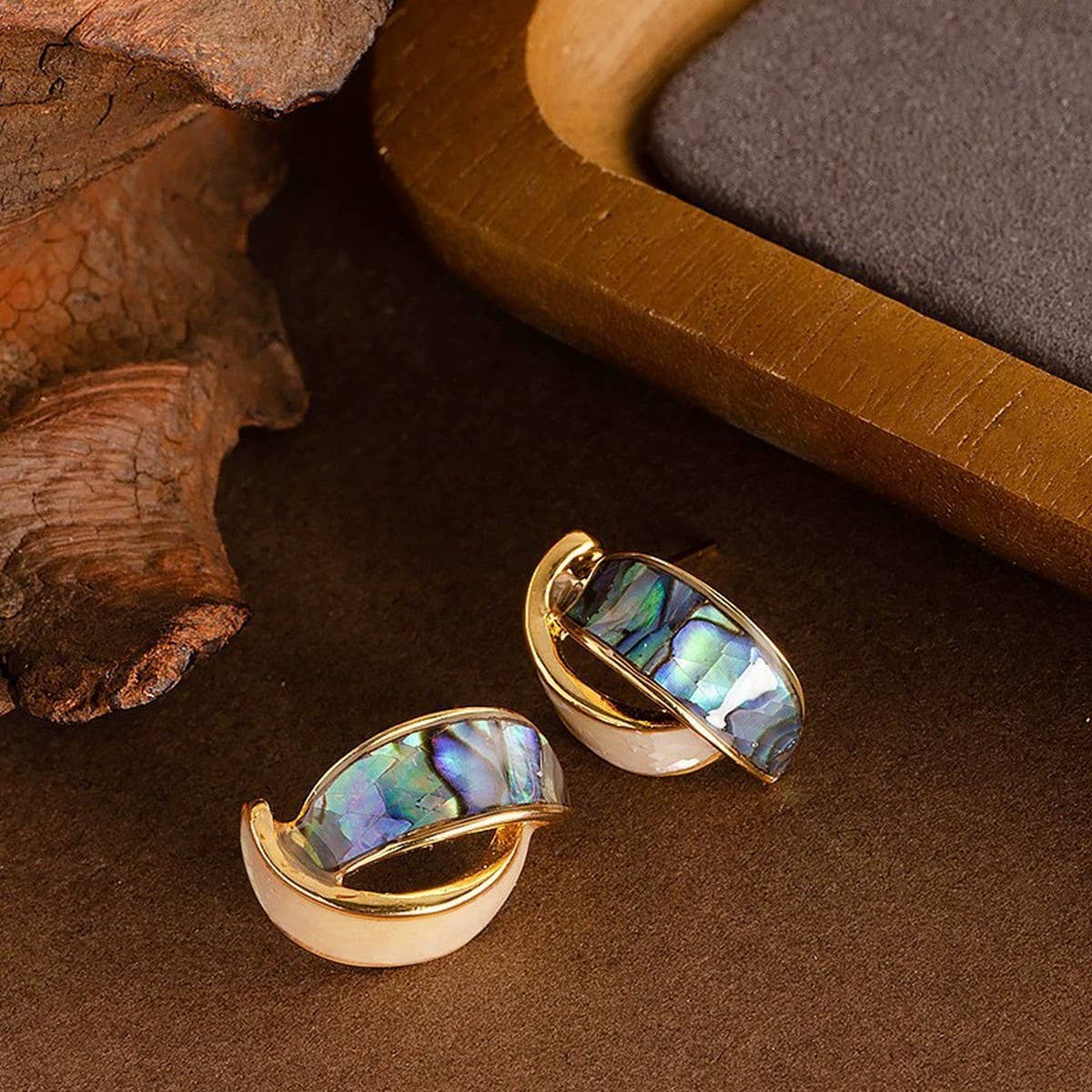 ENAMEL SILVER NEEDLE C SHAPED EARRINGS_CWMM4287