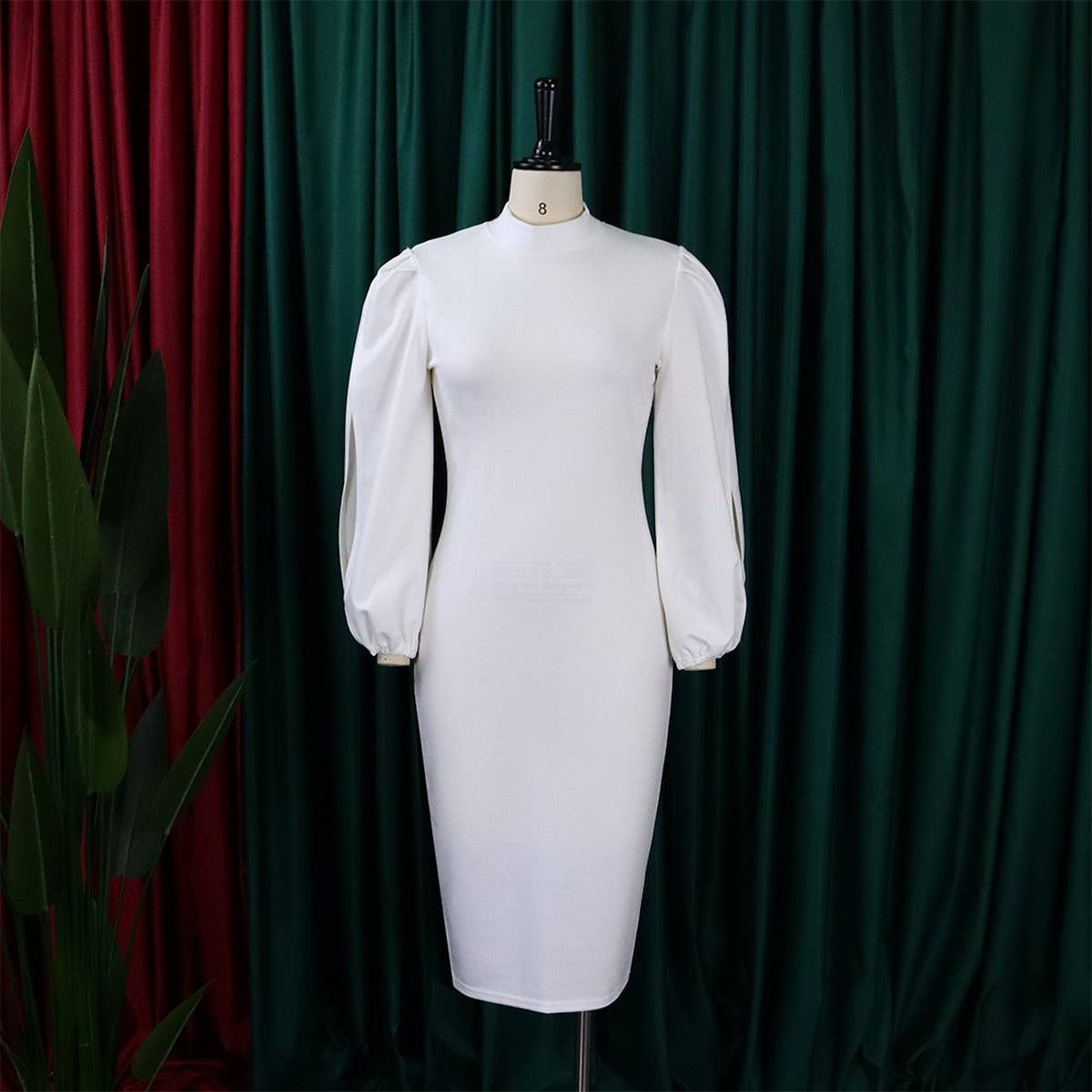 SOLID COLOR TEMPERAMENT FASHION PLUS SIZE DRESS_CWDMD3707