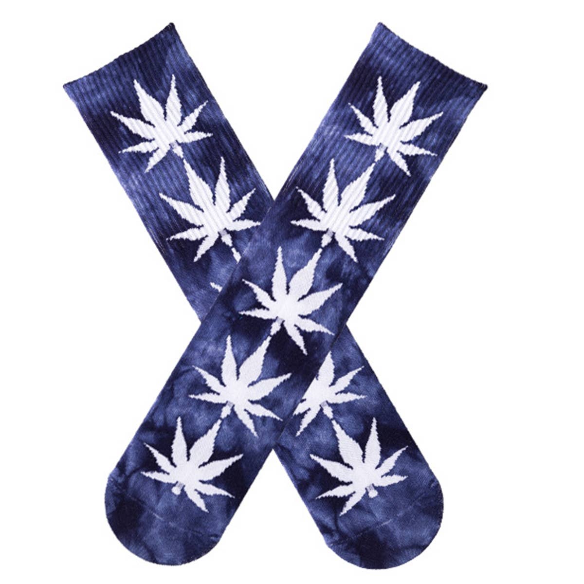 Tie-Dyed Maple Leaf Pattern Socks_Cwms0253
