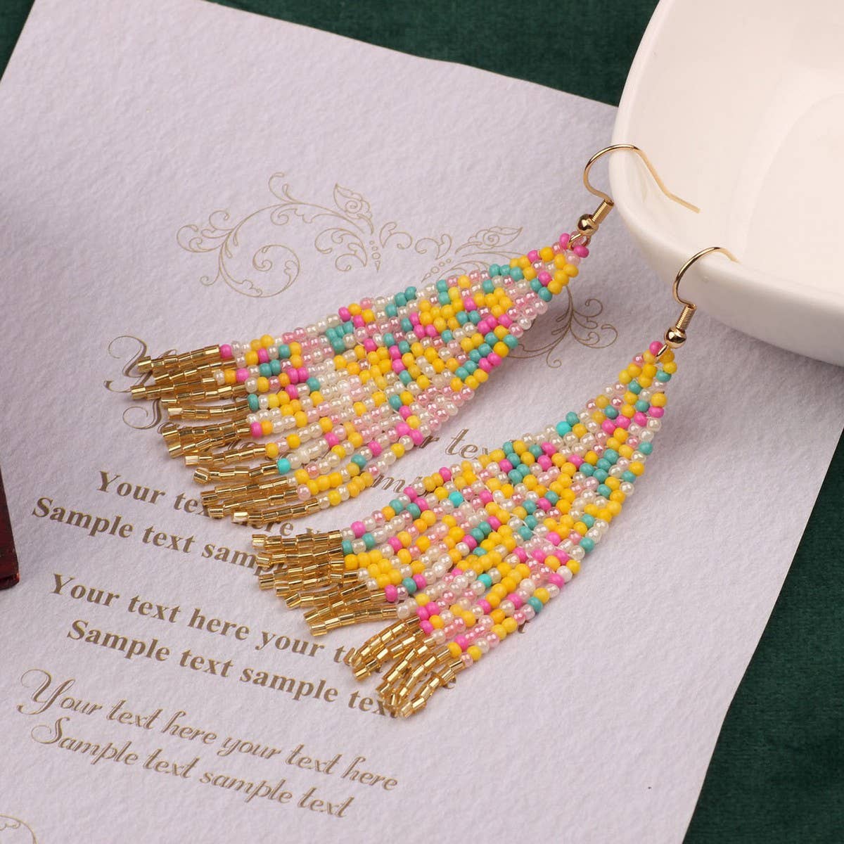 COLORFUL BOHEMIAN EXOTIC RICE BEAD EARRINGS_CWAJE3998