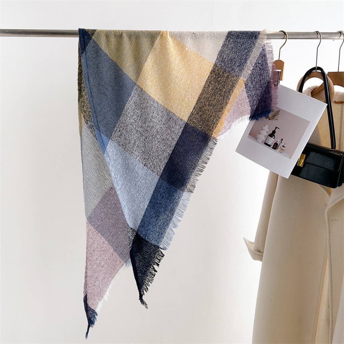 COLORFUL PLAID TASSEL SCARF FOR FALL WINTER_CWASC2764