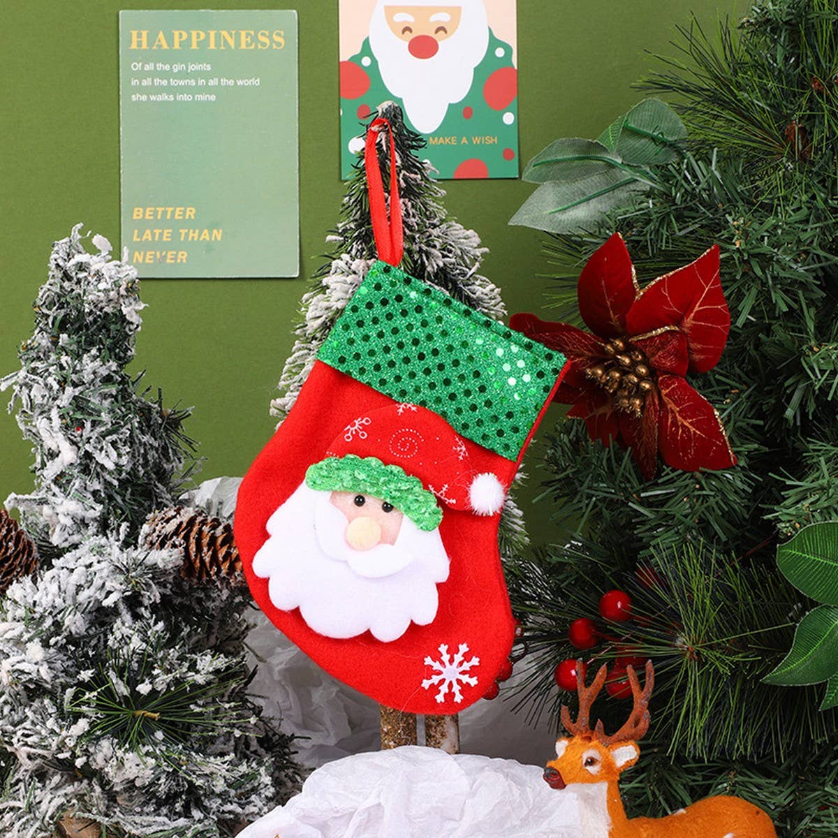 SEQUINED 3D SANTA CLAUS CHRISTMAS STOCKINGS_CWMS1421