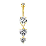 DOUBLE HEART TASSEL BELLY RING ZIRCON PIERCING_CWMM9308