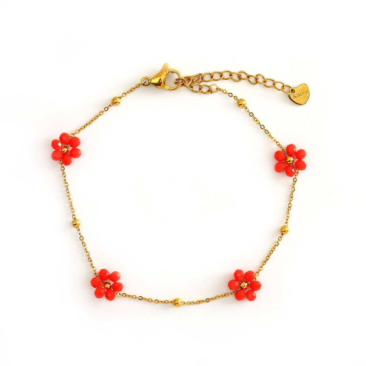 COLORFUL STAINLESS STEEL FLOWER ANKLET_CWAJE4610