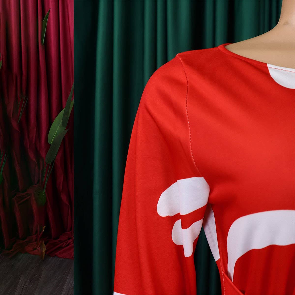 FASHIONABLE PRINTED LACE UP OVERSIZED DRESS_CWDMD3696