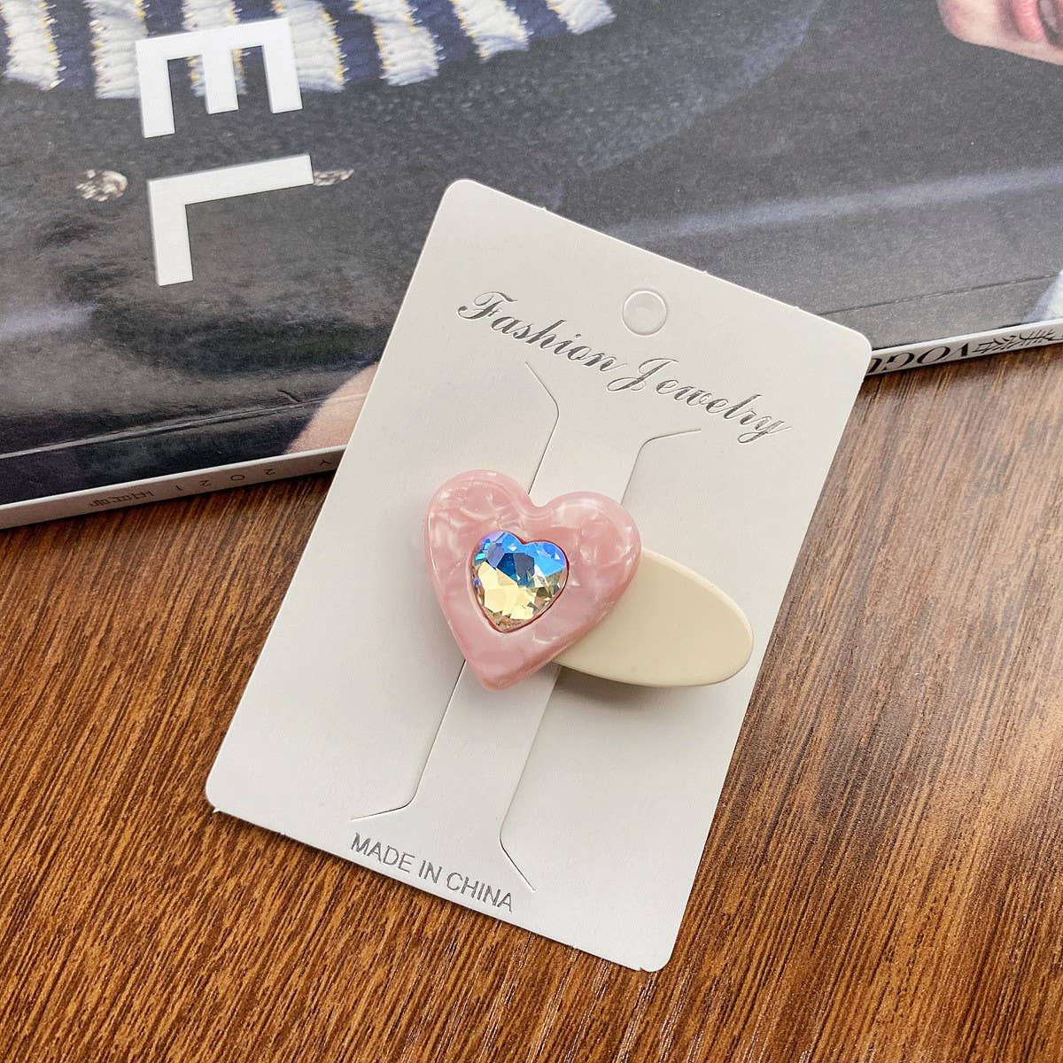 CHILDRENS CUTE HEART SHAPED DIAMOND HAIRPIN_CWAHA0730