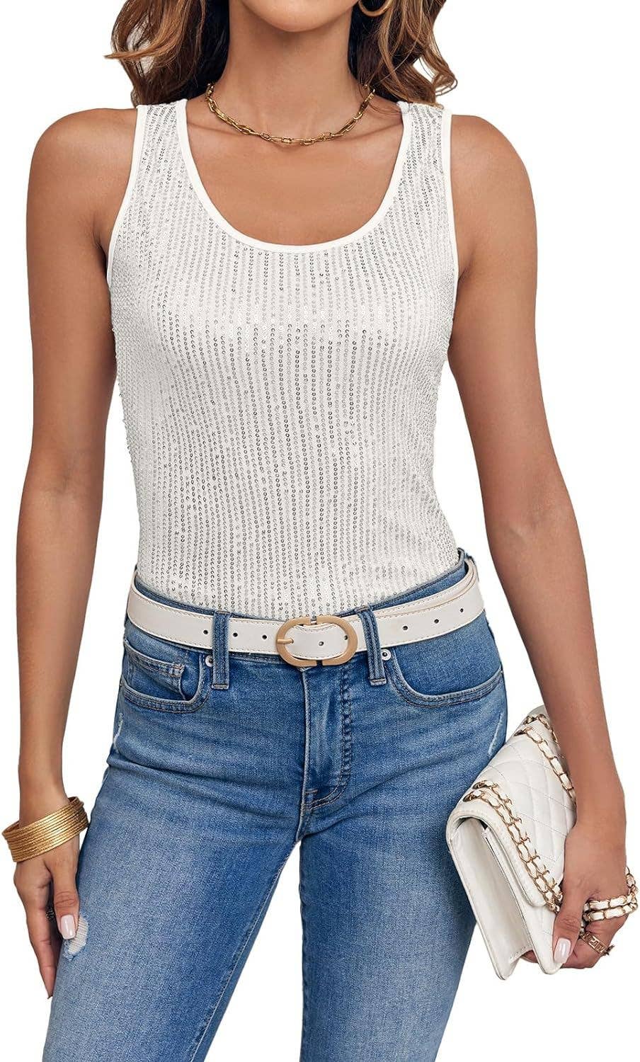 Solid-Color Sequined Casual And Fashionable Vest