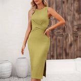 Stretch Tight Twist Dress With Bow Tie