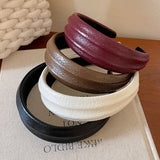 Wide Leather Headband Chic Elegant Design_Cwaha08031