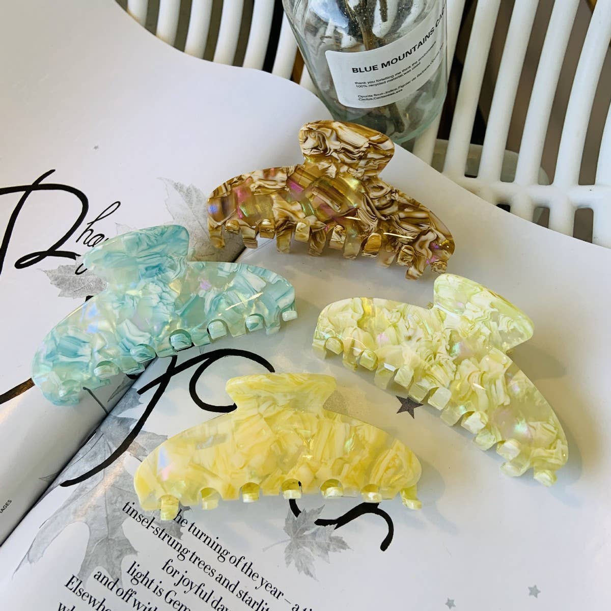 COLORFUL FLORAL ACETATE HAIR CLAW LARGE CHIC CLIP_CWAHA2155