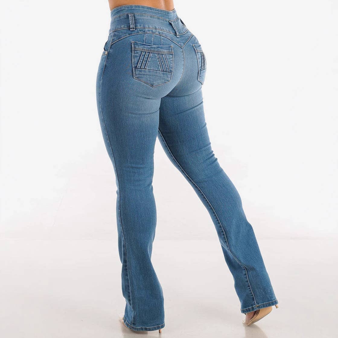 Stretch, Breasted, Hip-Lifting, Slim-Fit Jeans