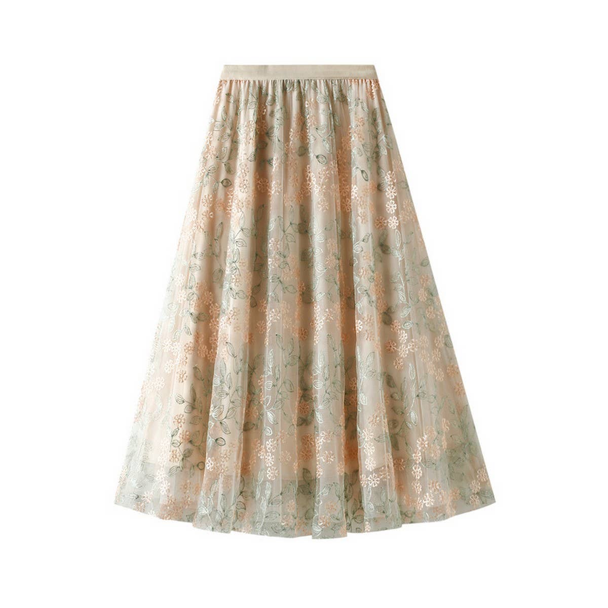 EMBROIDERED LAYERED TULLE SKIRT WITH ELASTIC WAIST_CWBMS0396