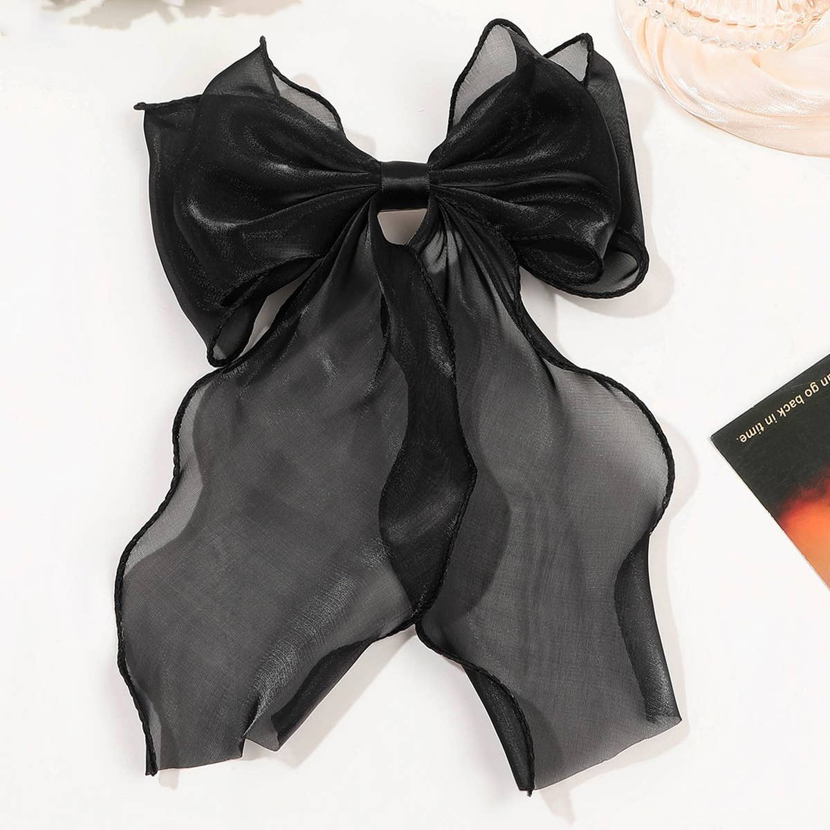 SHINY SILK RIBBON BOW HAIRPIN_CWAHA1631