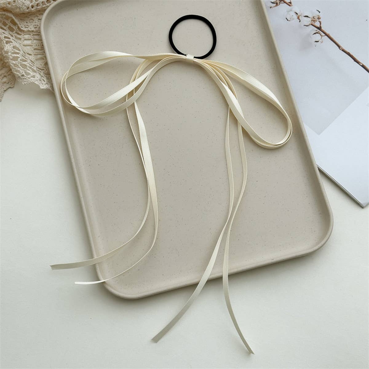 Women Bow Tassel Elastic Hair Rope_Cwaha1078