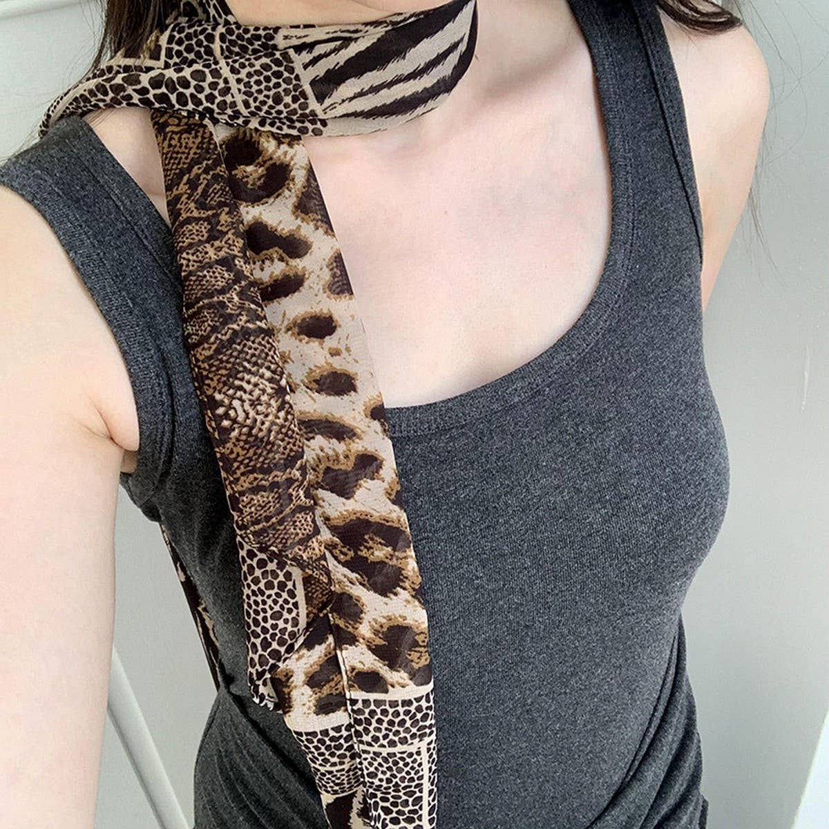 CHIFFON SCARF VERSATILE NECK WRAP HAIR ACCESSORY_CWASC1977