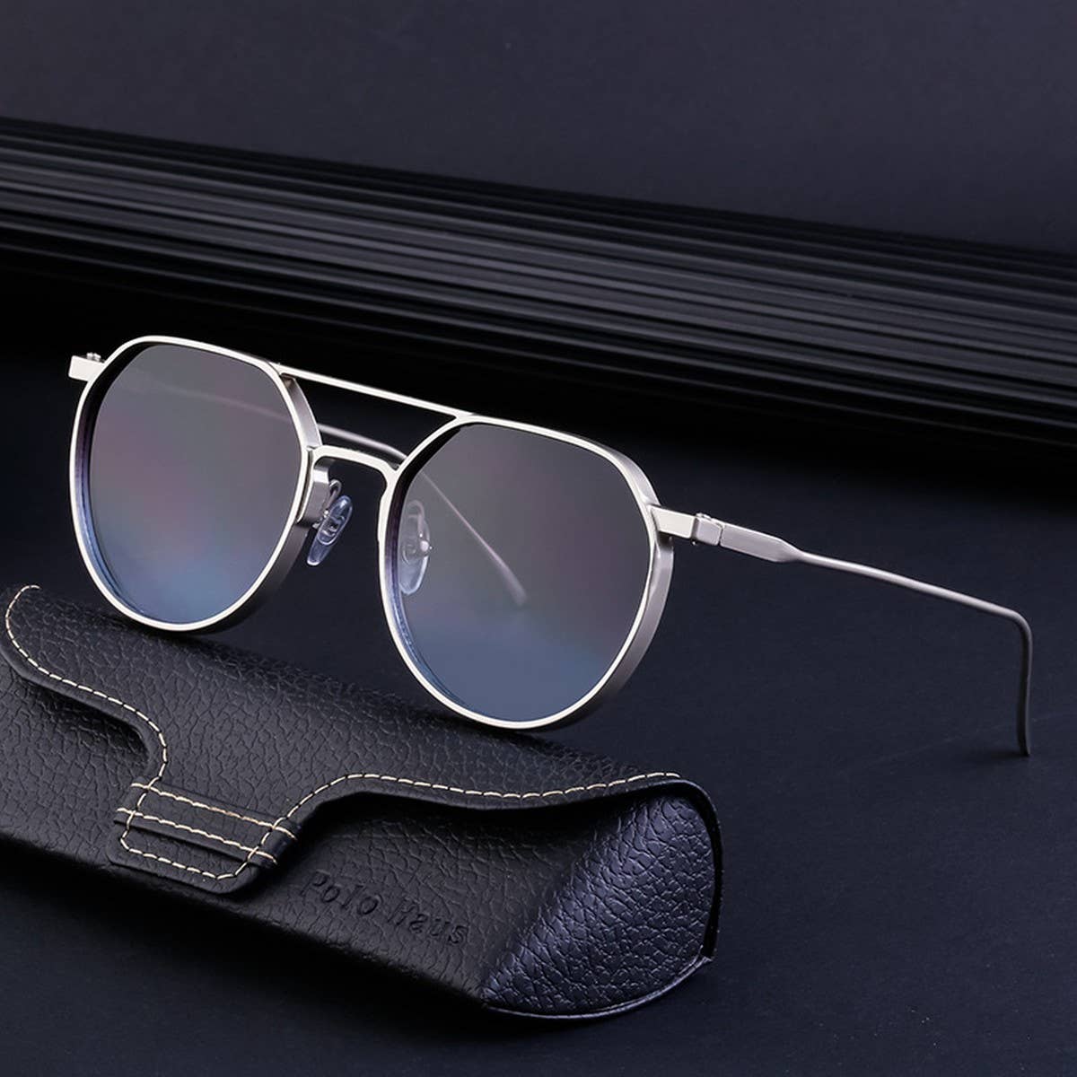 OVAL FRAME SUNGLASSES METALDOUBLE BRIDGESUNGLASSES_CWASG0560