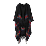 STRIPED TASSEL WARM CLOAK SHAWL SCARF CAPE_CWASC2270