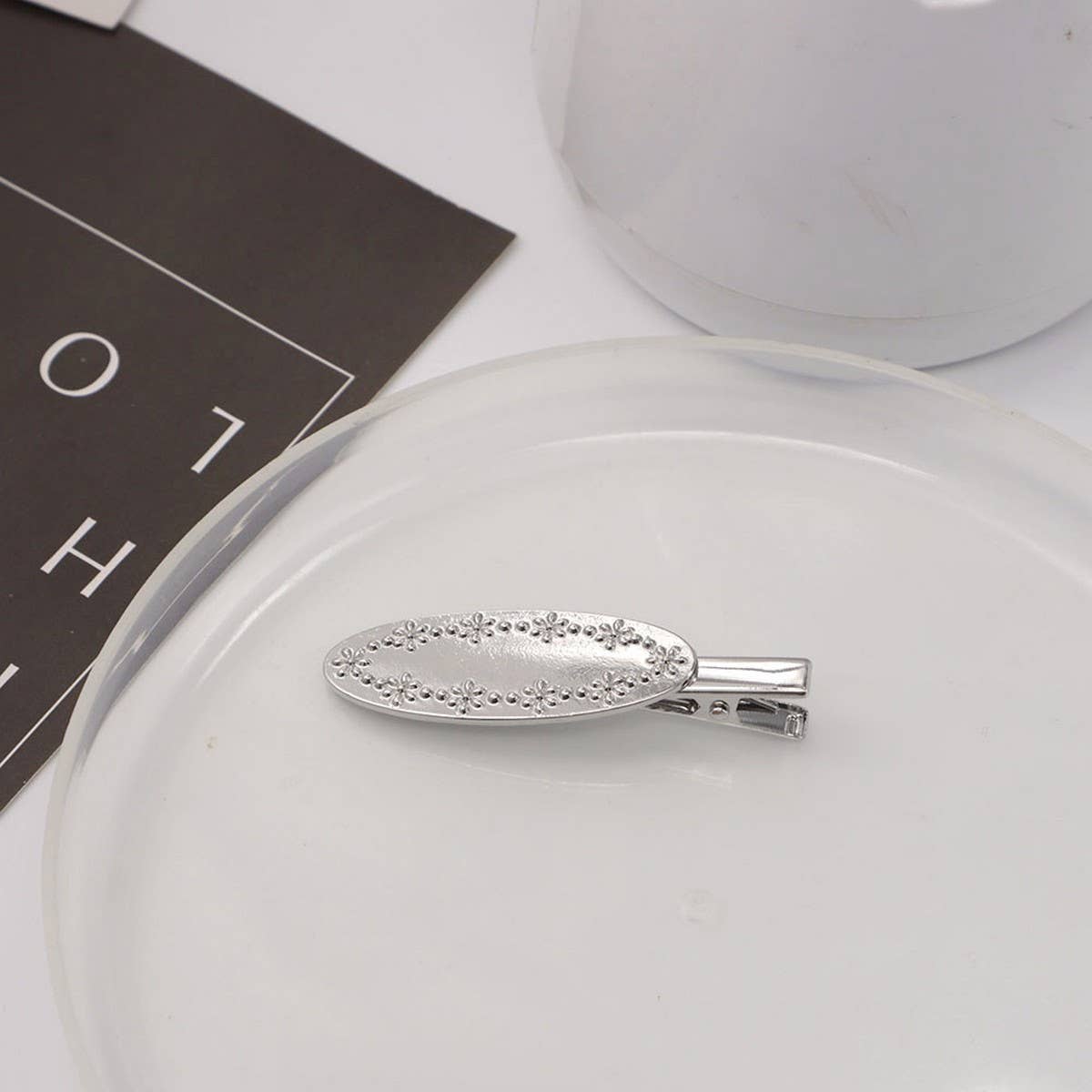 METAL ROSE HAIRPIN SIDE BANGS DUCKBILL CLIP_CWAHA4646