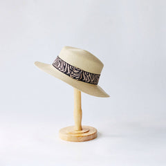 Womens Leopard Print Flat Top Straw Hat_Cwah3503