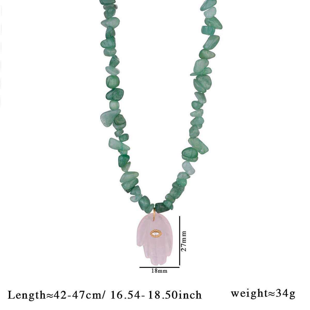 LAPIS TIGER EYE FATIMA HAND BEADED NECKLACE_CWMM7533