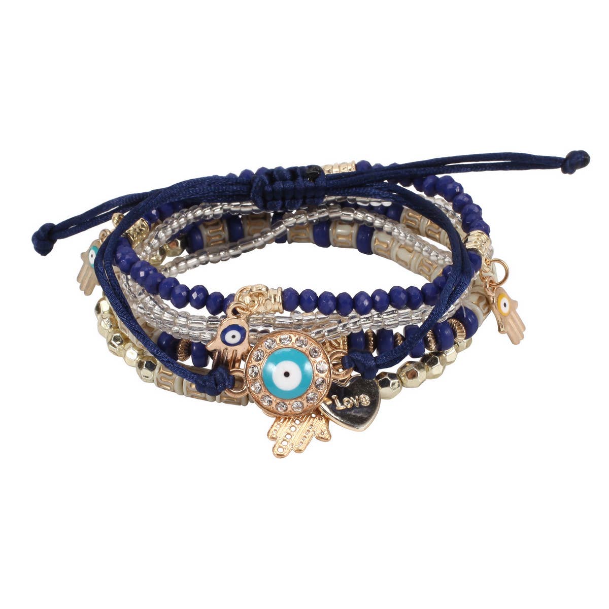 HANDMADE BEADED EVIL EYE LAYERED BRACELET_CWAJE2211