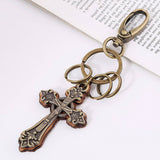 PUNK RETRO CROSS LEATHER PENDANT KEYCHAIN_CWMM4715