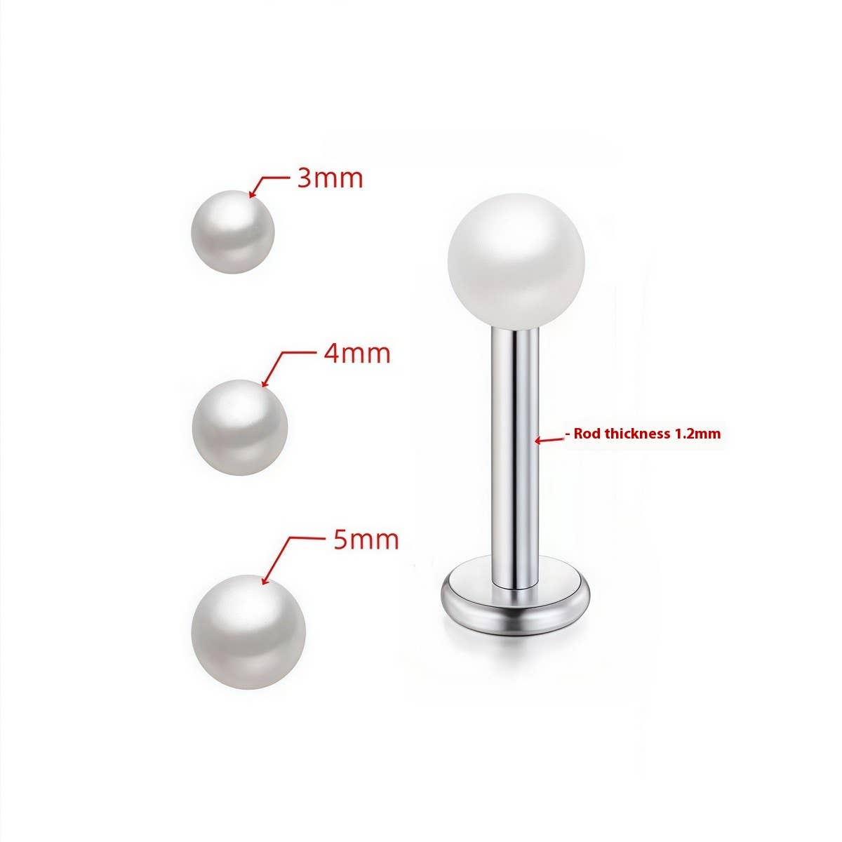 STAINLESS STEEL PEARL LIP BAR PIERCING JEWELRY_CWMM9588