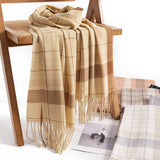PLAID SCARF SOFT FAUX CASHMERE WINTER NECK WRAP_CWASC0444