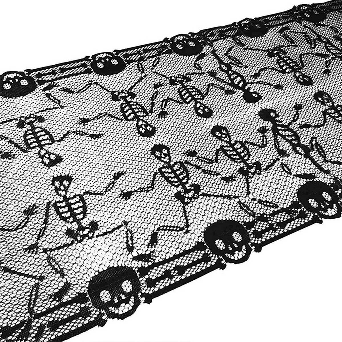 HALLOWEEN TABLE RUNNER LACE SKULL TABLE RUNNER_CWMM1729