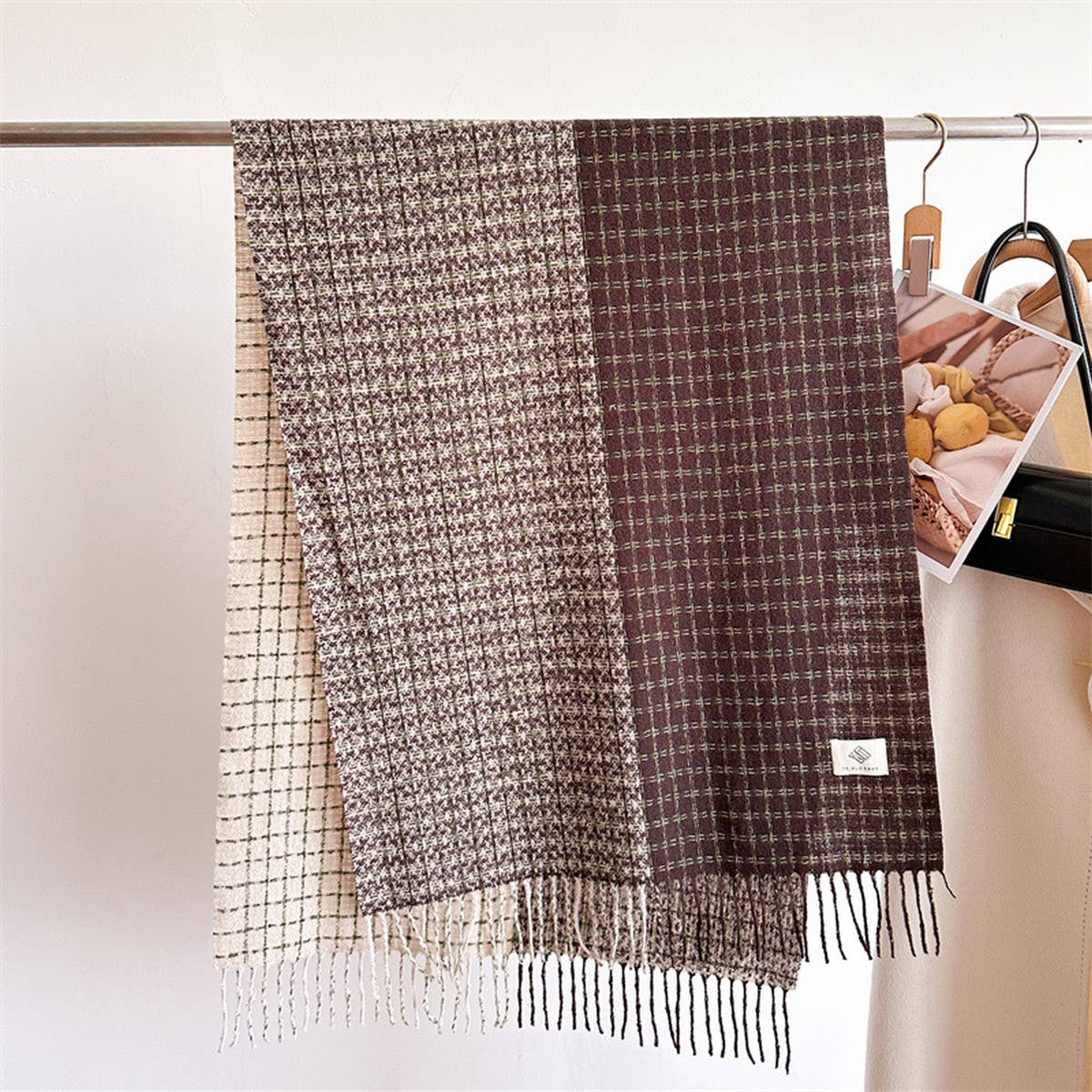 PLAID COLORBLOCK SCARF UNISEX WARM WINTER SHAWL_CWASC1447