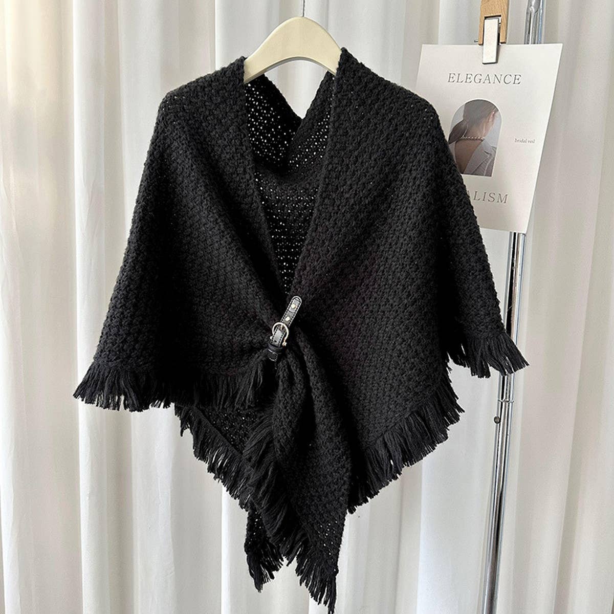 Winter Tassel Cape Scarf Shawl For Warm Layering_Cwasc0764