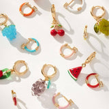 COLORFUL FRUIT ZIRCON EARRINGS STAINLESS STEEL_CWAJE4980