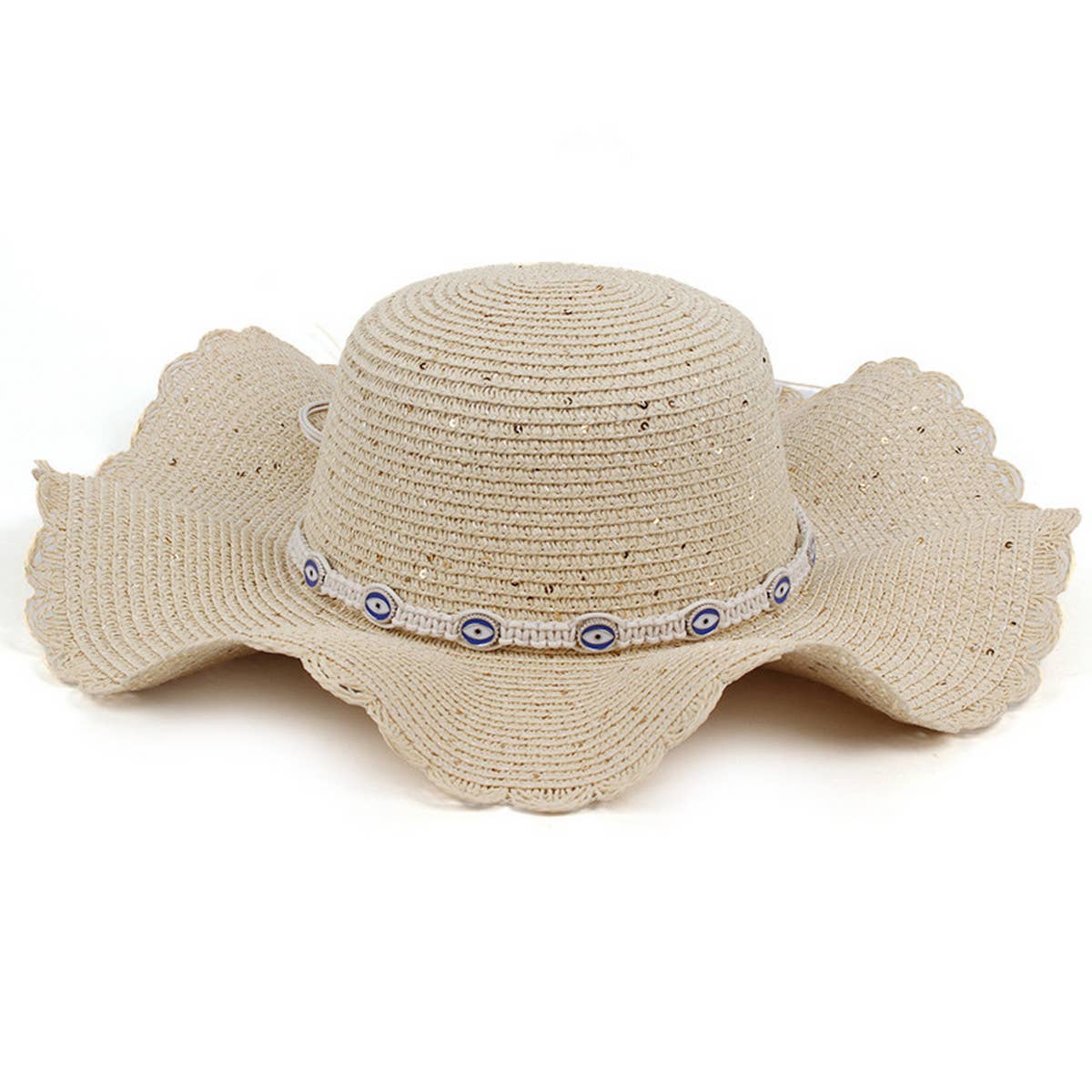 Women Casual Visor Dome Wave Brim Straw Hat_Cwah1197