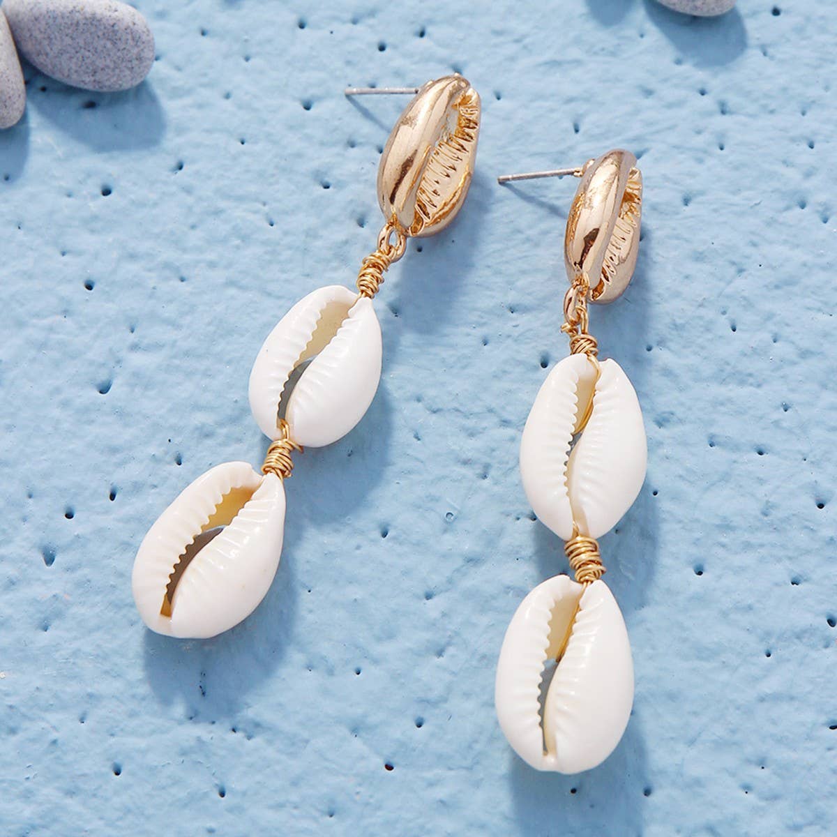 BEACH RESORT STYLE SHELL BEADED EARRINGS_CWAJE1554