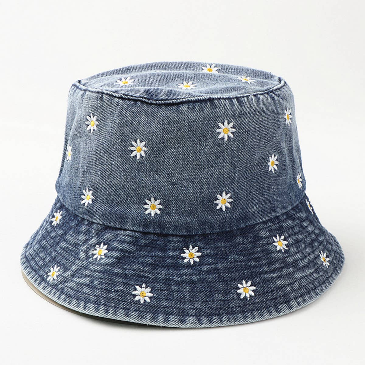 DENIM CHRYSANTHEMUM EMBROIDERED BUCKET HAT_CWAH1142