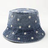 DENIM CHRYSANTHEMUM EMBROIDERED BUCKET HAT_CWAH1142